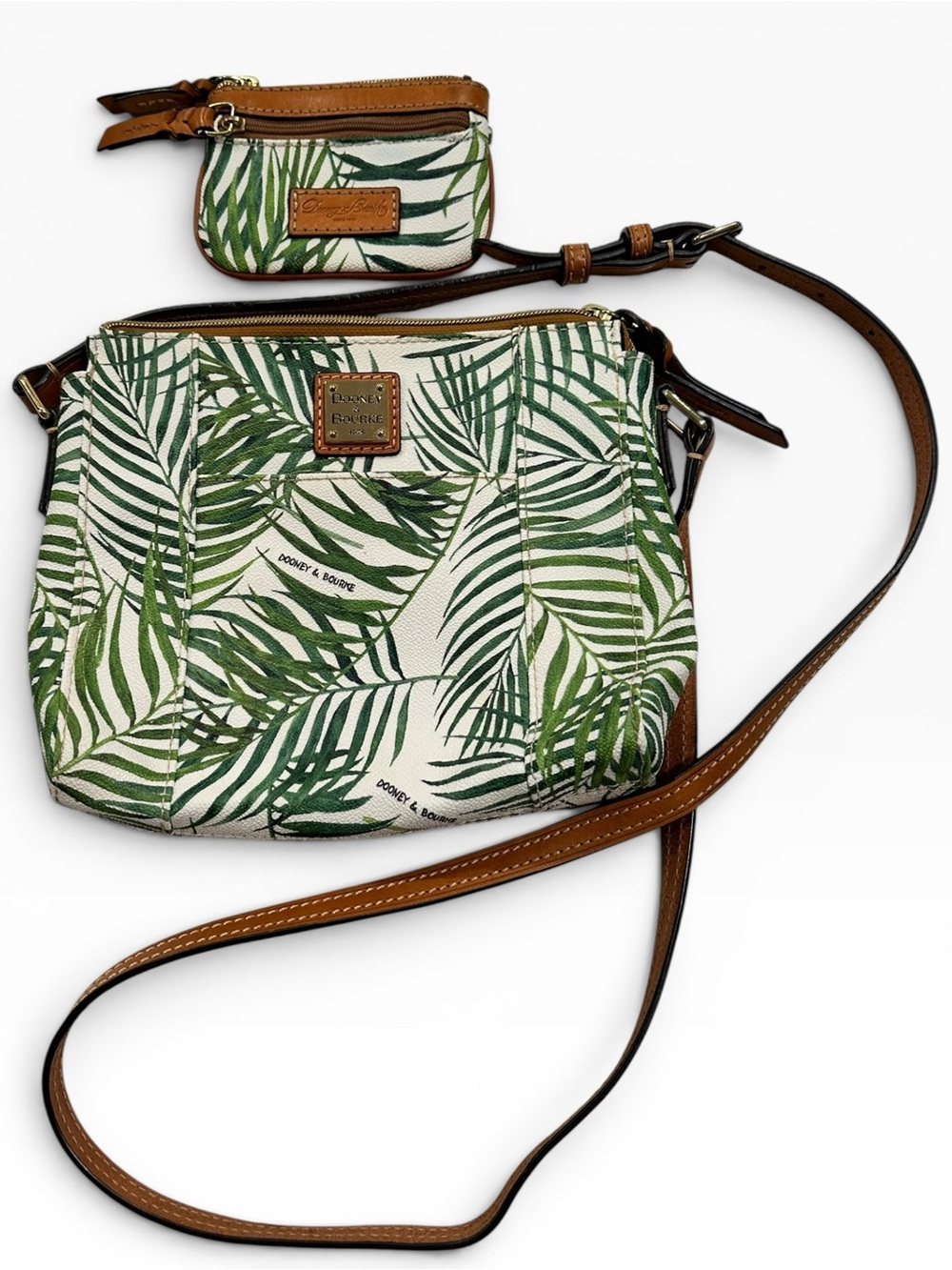Dooney & Bourke Palm Montego Crossbody Bag + Matching Coin Purse Tropical